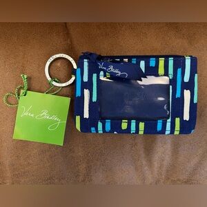 Vera Bradley Katalina Showers Navy, Green, Teal, White and Blue Zip ID Case